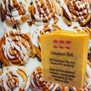🔥BUNDLE SALE Cinnamon Roll goat milk soap infused with a natural sea sponge